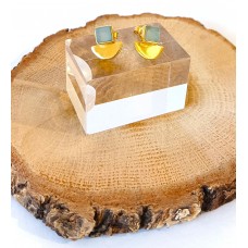 Ασημένια Σκουλαρίκια καρφωτά επίχρυσα με ημιπολύτιμη πέτρα aqua marine (SE42)